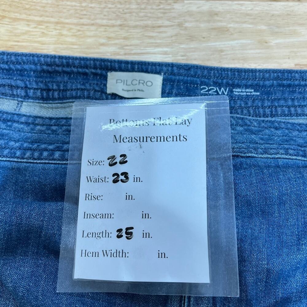 Anthropologie Pilcro Denim Skirt Blue Women's Plus Sz. 22W Front Slit - Picture 8 of 8